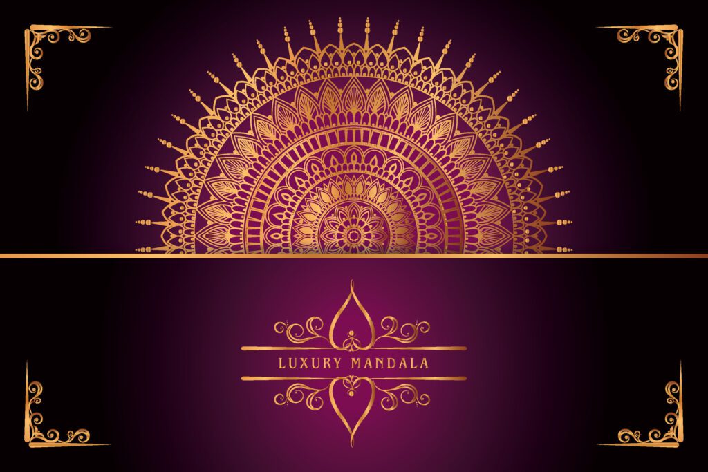 golden mandala design with gradients background Free Vector