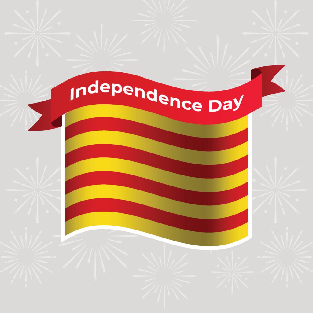 Catalonia Wavy Flag Independence Day Banner Background Free Vector