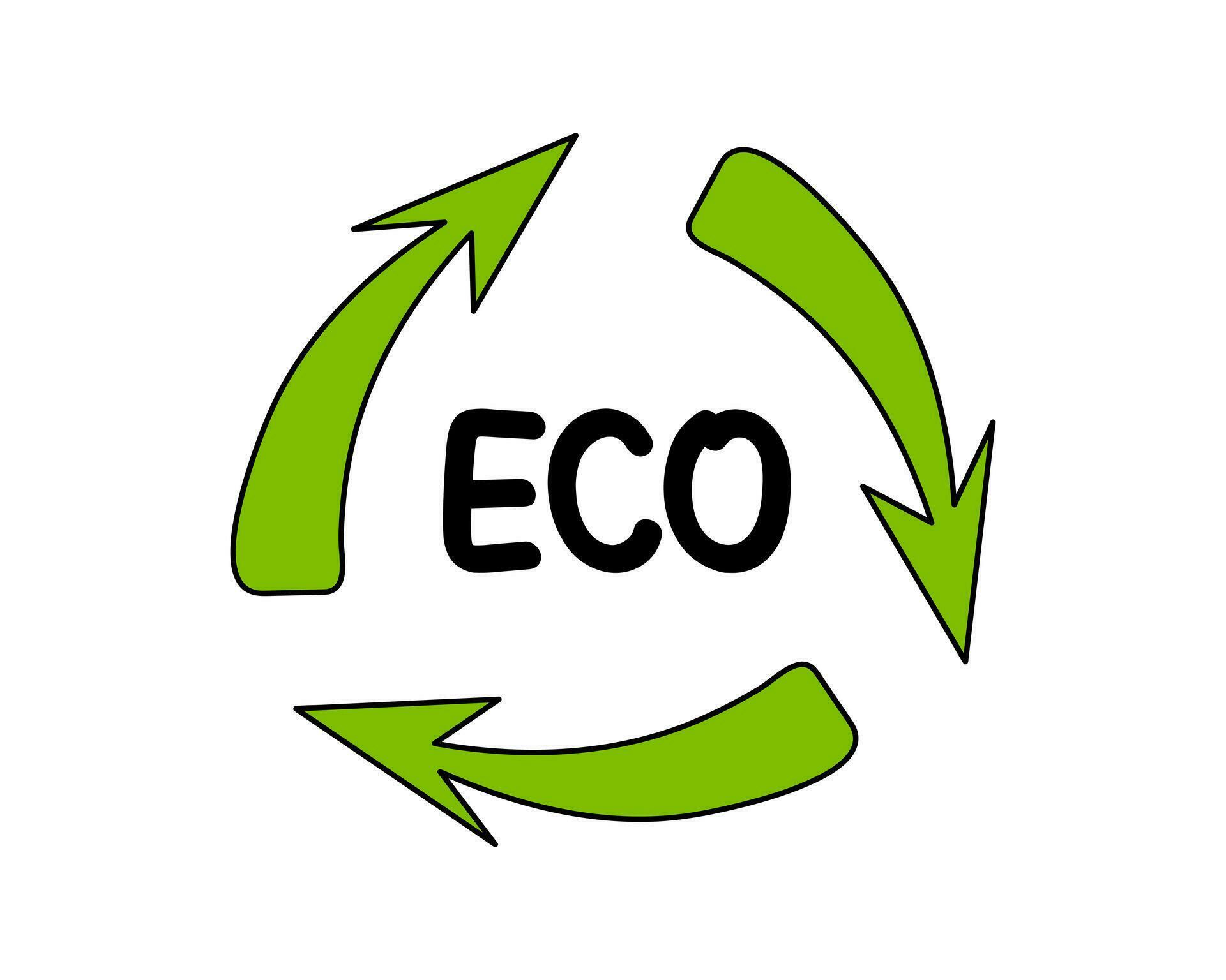 Green arrows recycle icon. Eco symbol. Concept of ecology, zero waste and sustainability. Stock Free