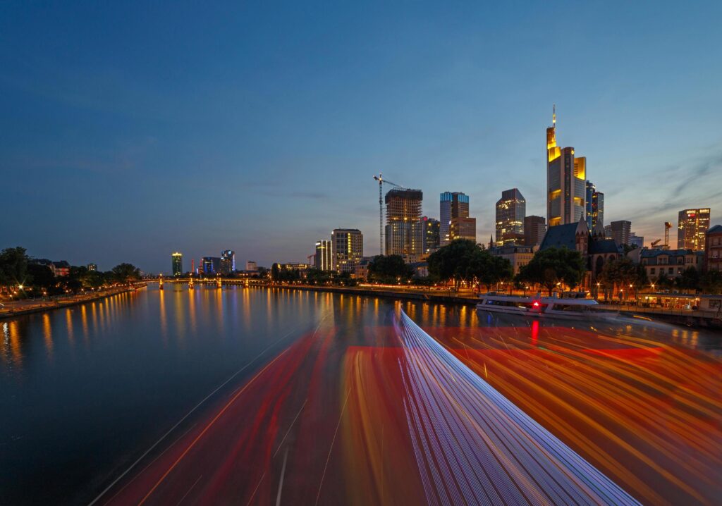 sight of Frankfurt am Main at night Stock Free