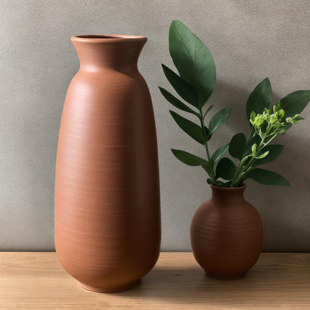 Tall clay brown vase by @ai_generated