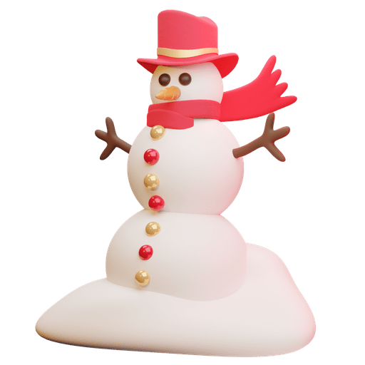 Cold, winter, snowman 3D illustration