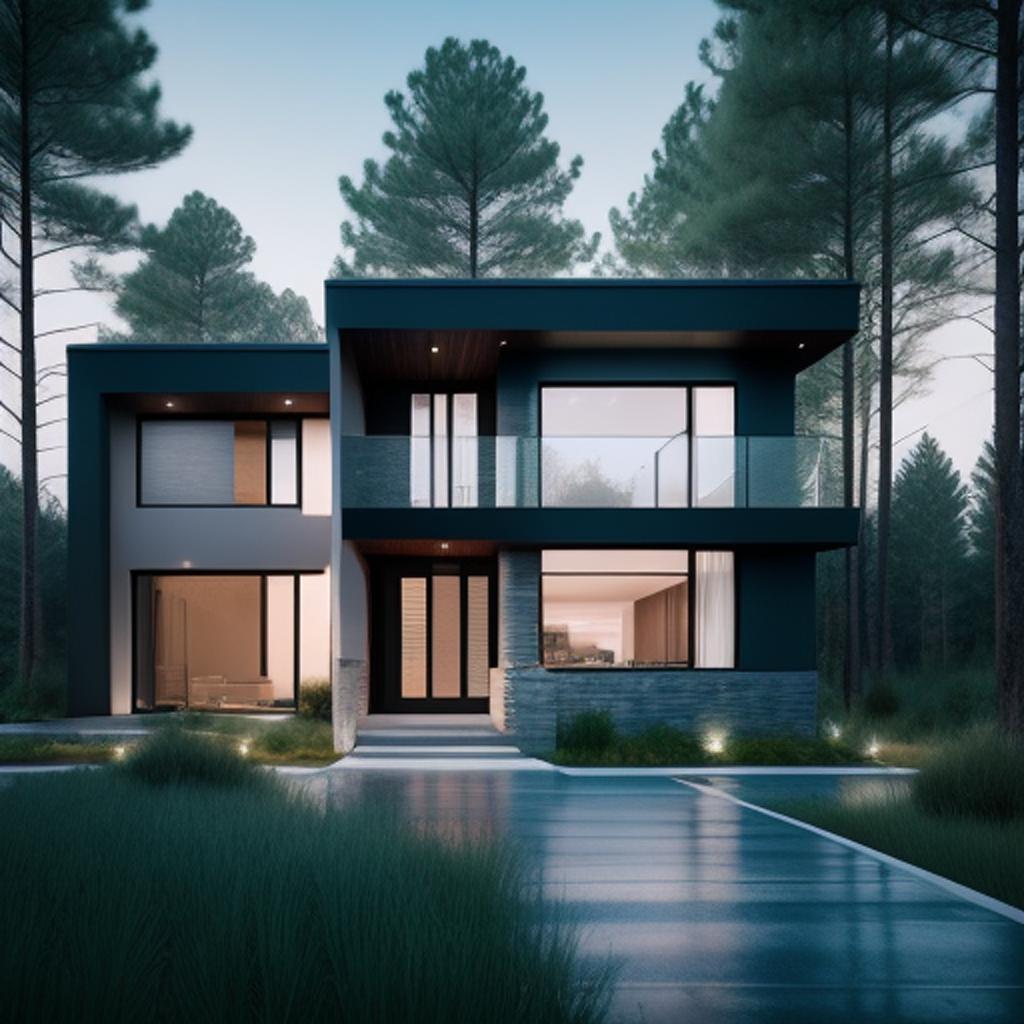 Modern house in pine by @ai_generated