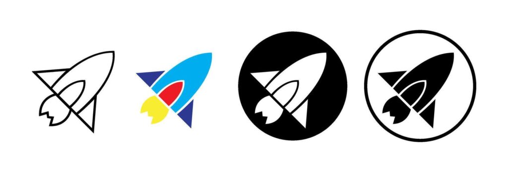 Rocket icon. spaceship launch. startup icon set Stock Free