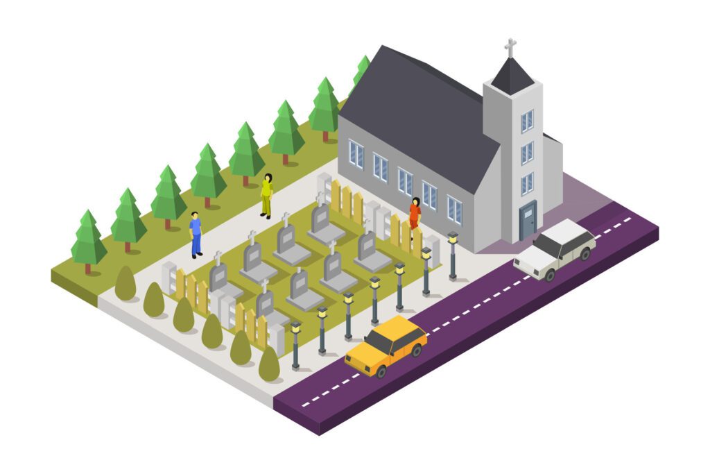 Isometric church on white background Free Vector