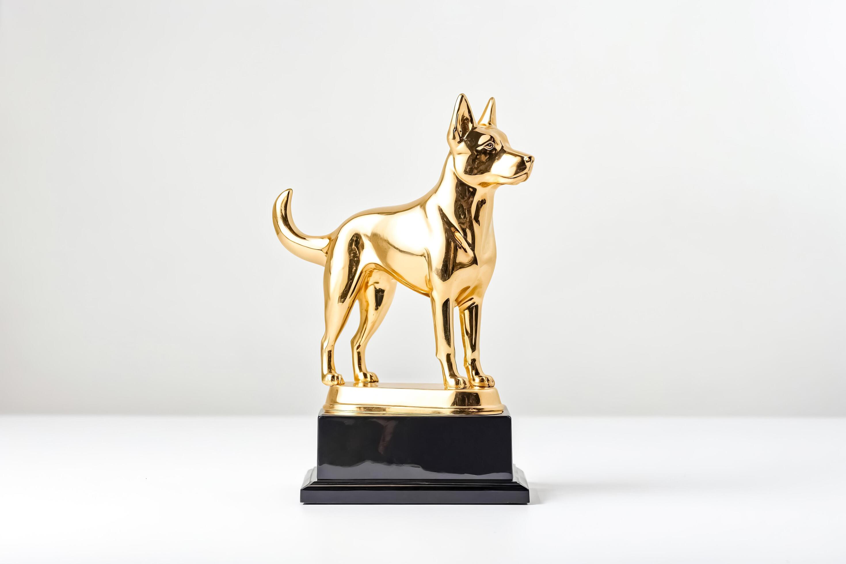 Golden Dog Award Trophy on White Background Stock Free