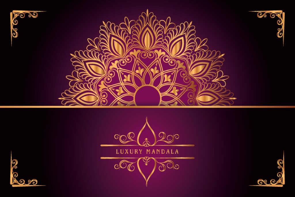 golden mandala design with gradients background Free Vector