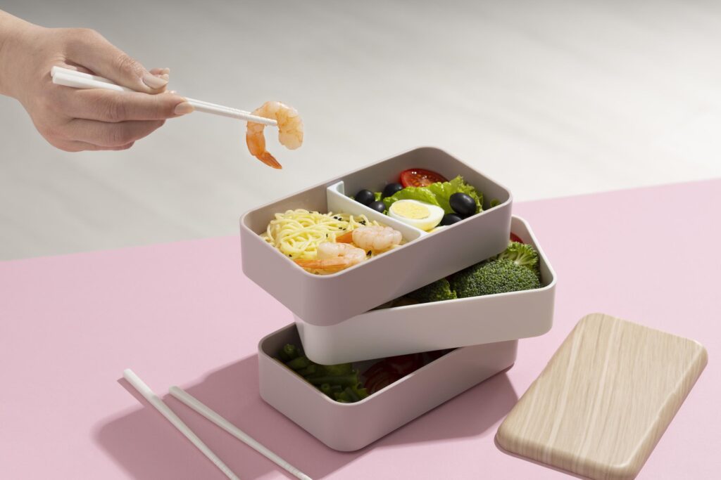 Top view composition food Japanese bento box Stock Free