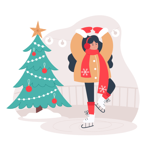 Ice skating, skating, winter illustration