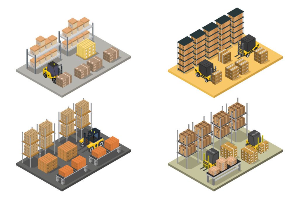 Warehouse isometric on white background Free Vector