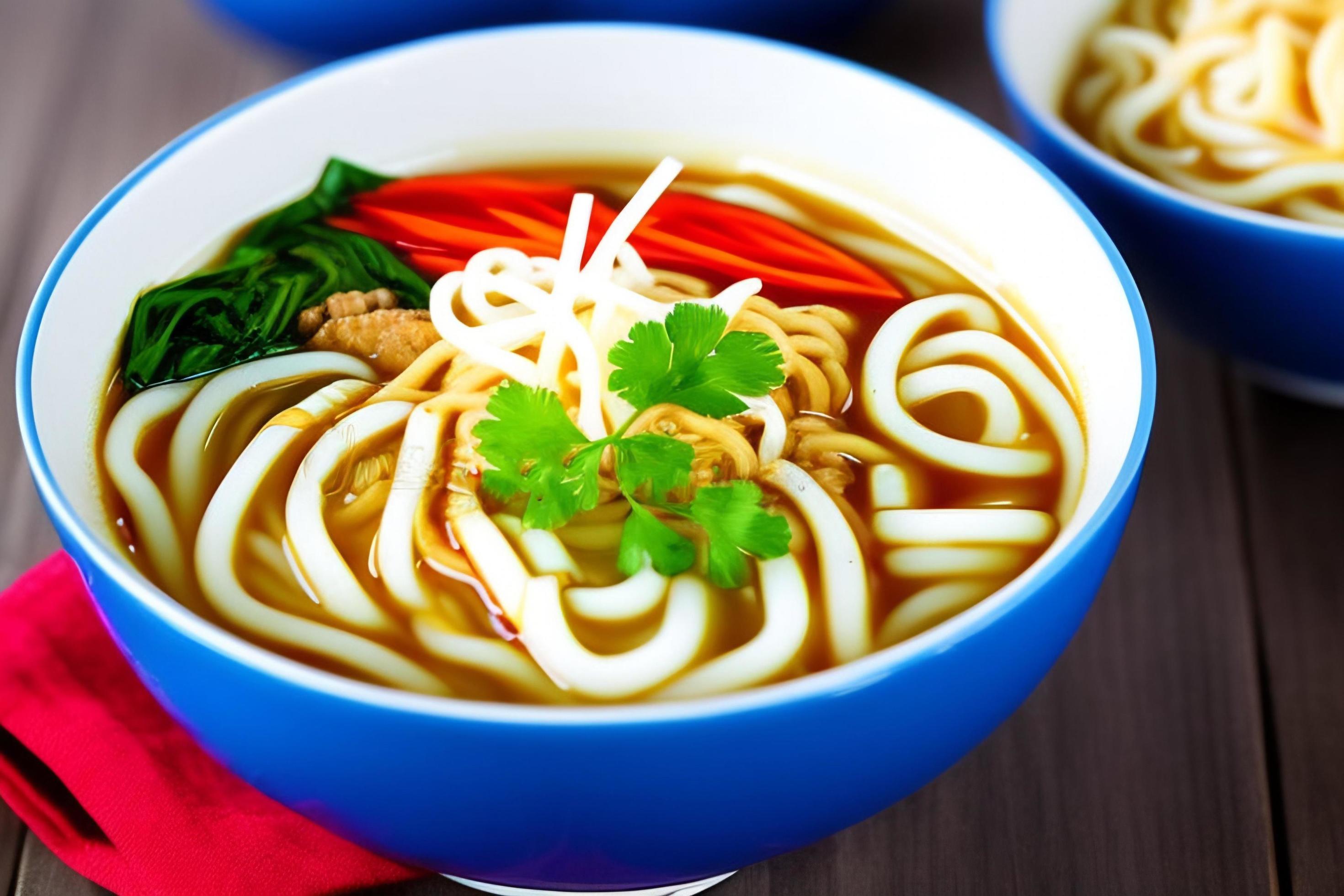 Delicious noodles. Fast food meal with appetizing pasta and chopsticks. Stock Free