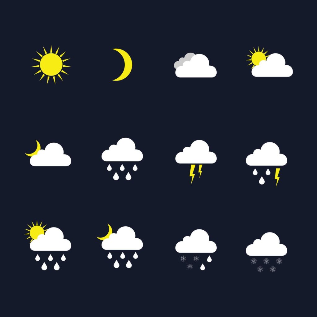 Set of forecast weather icons flat Stock Free