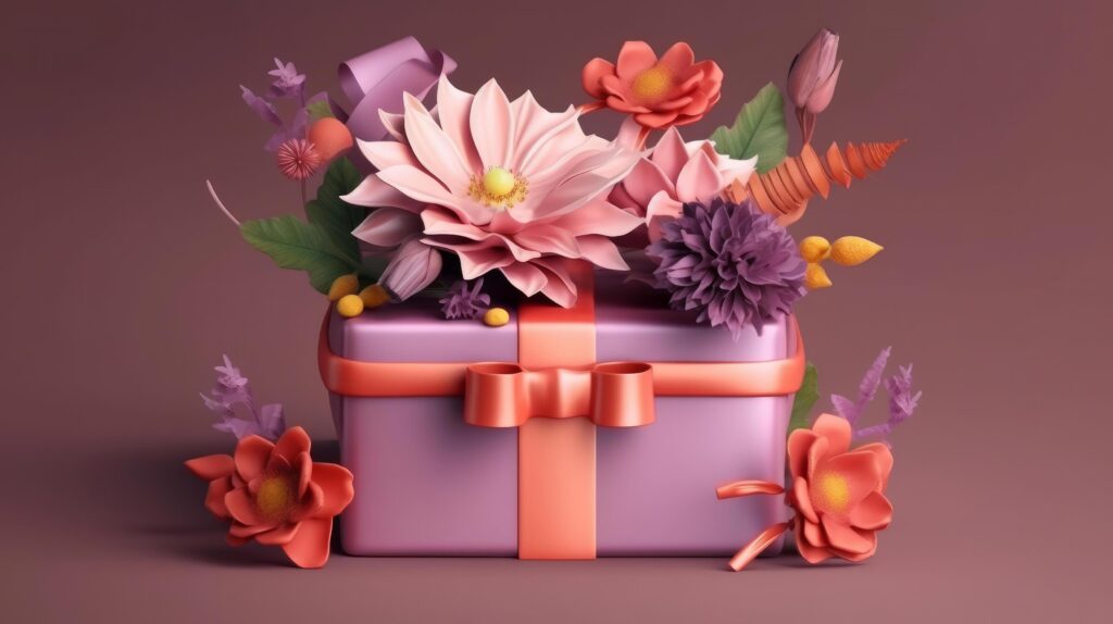 Gift box with flowers Illustration Stock Free