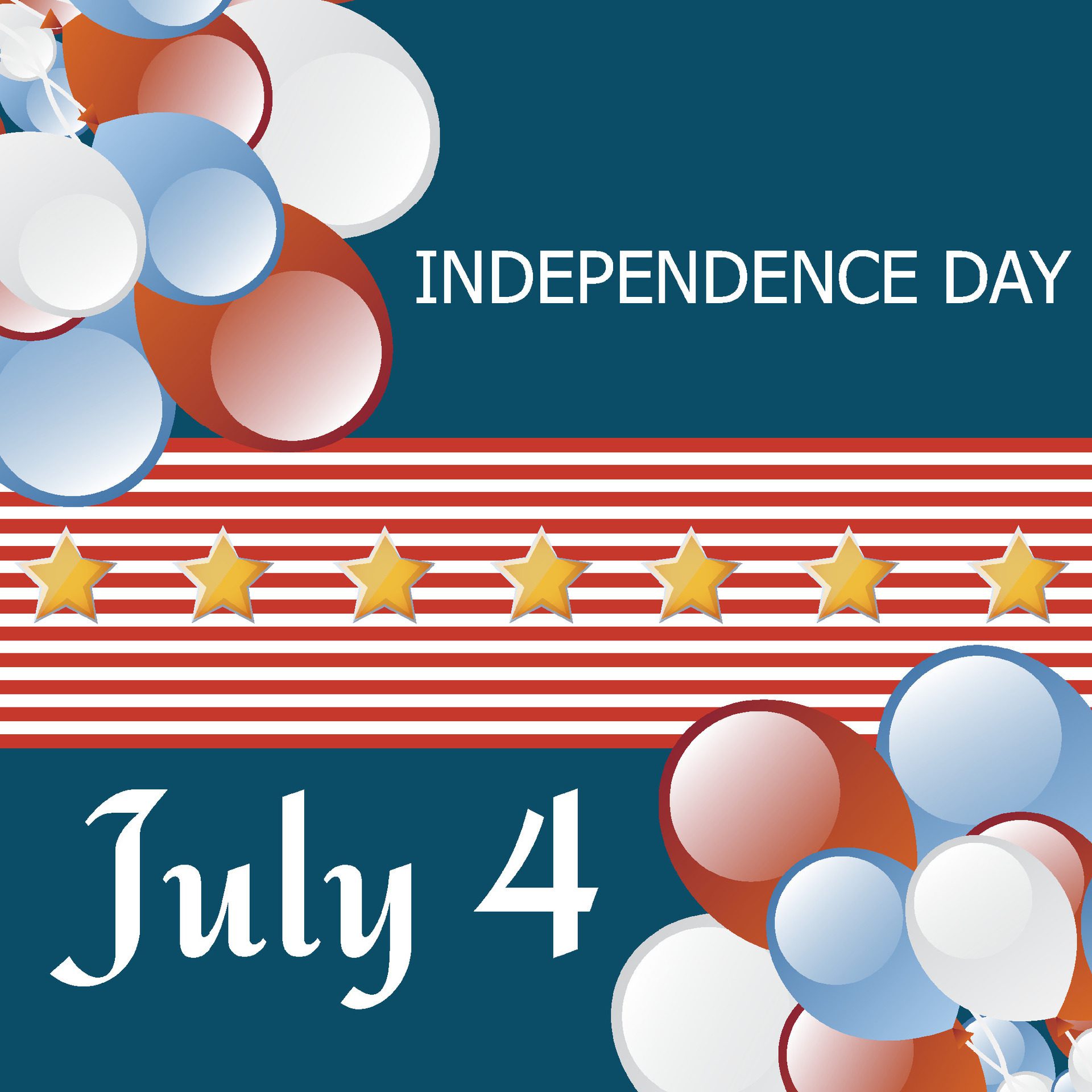 4th of July, Happy Independence Day USA flag waving on blue star pattern background. Free Vector