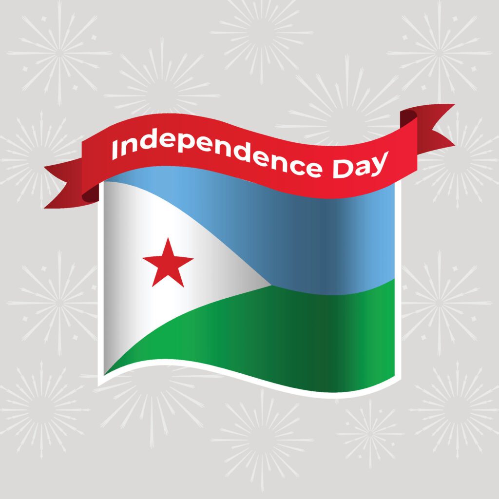 Djibouti Wavy Flag Independence Day Banner Background Free Vector