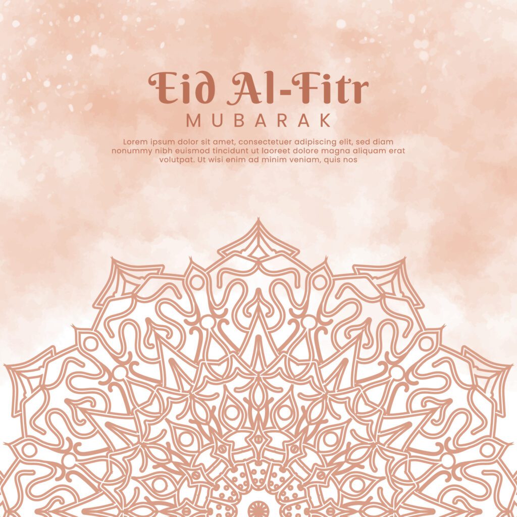 Eid al-fitr with mandala and watercolor background. Abstract illustration Free Vector