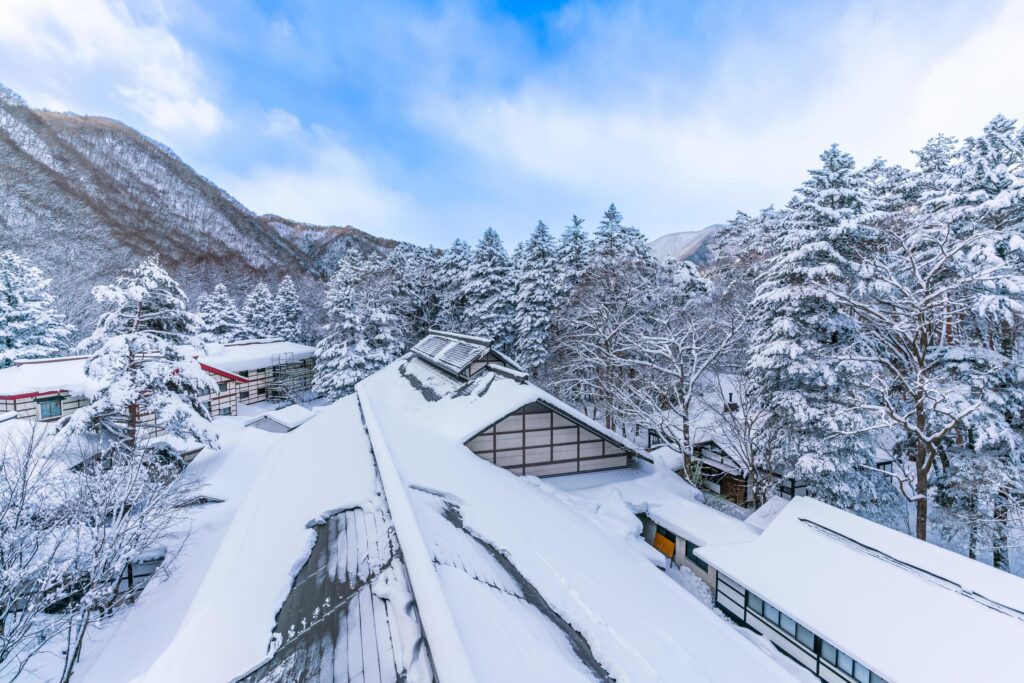 heavy snow at Heike No Sato Village in Tochigi Prefecture, Nikko City, JAPAN Stock Free