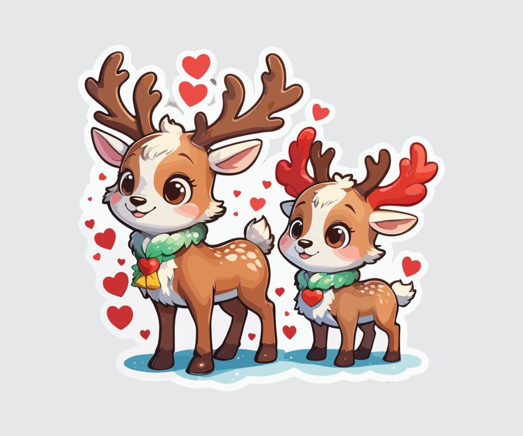 Cute deer sticker design Ai generated Free Vector