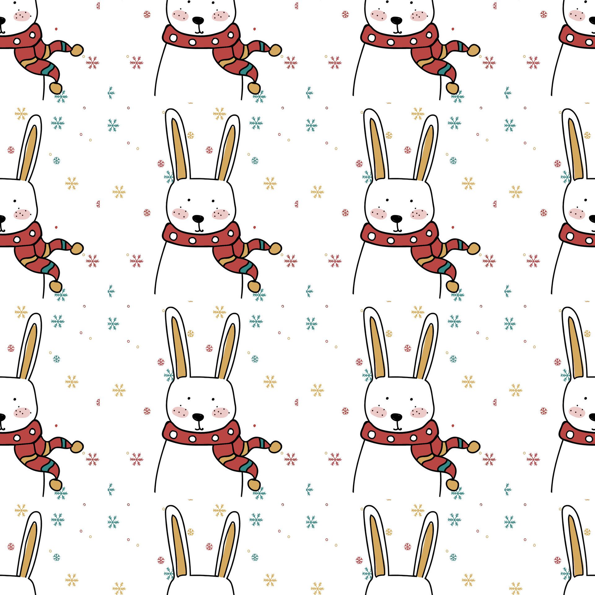 Cute Xmas Buddies Seamless Pattern Design Free Vector