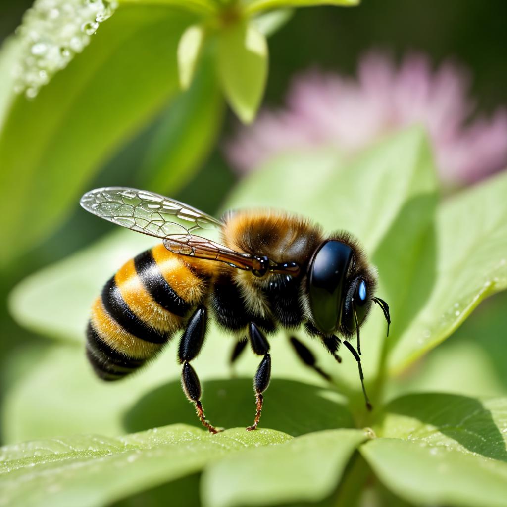 Bee drinking a water by @ai_generated