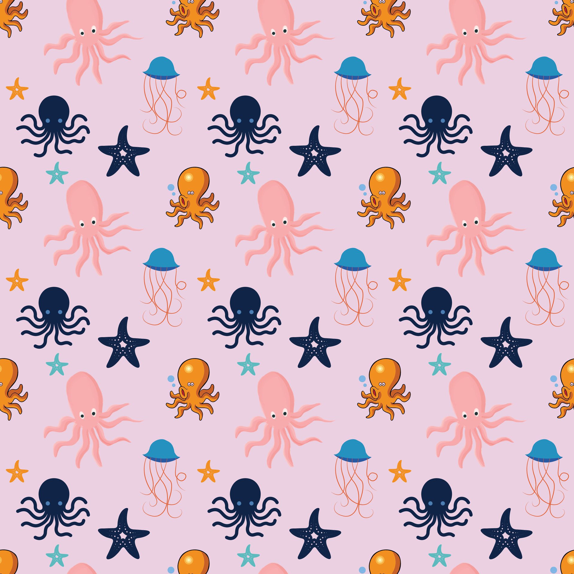 
									Carnival Of The Octopus Seamless Pattern Design Free Vector