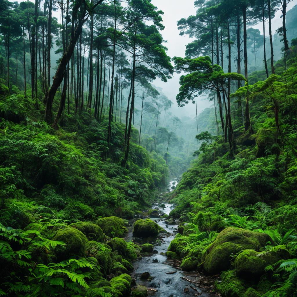 Dense forest in monsoon by @ai_generated