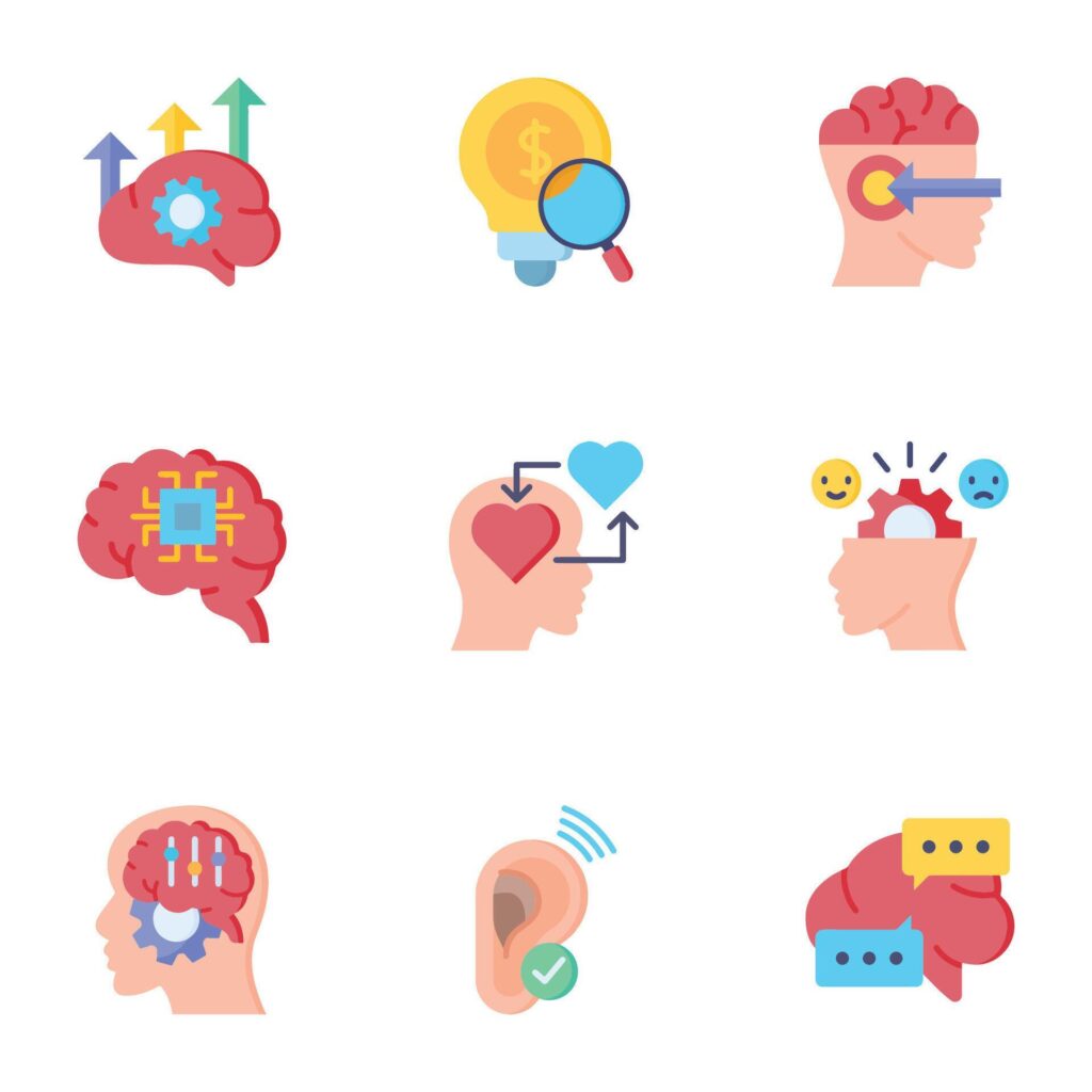 A set of artificial intelligence icons in a trendy linear style Stock Free