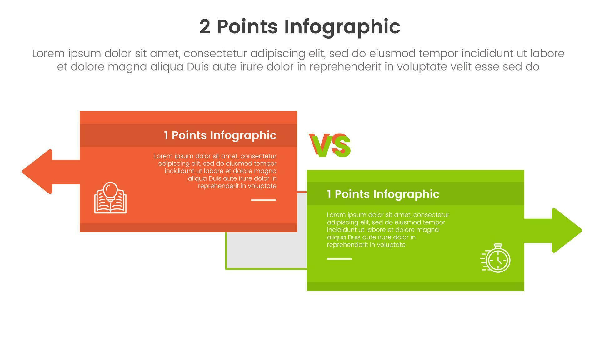 versus or compare and comparison concept for infographic template banner with big box opposite arrows direction with two point list information Stock Free