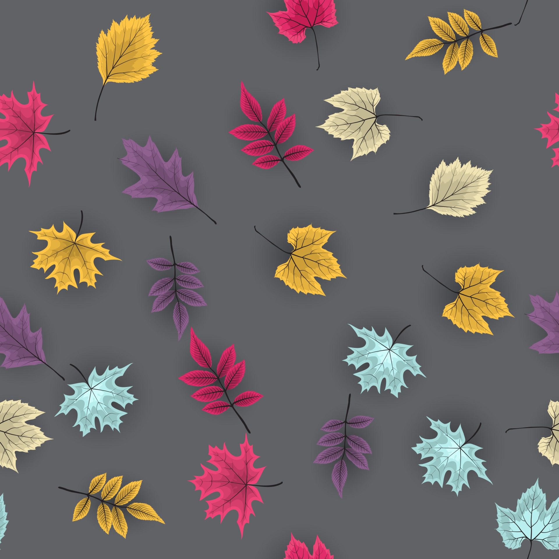 Abstract Autumn Seamless Pattern Background with Falling Autumn Leaves Free Vector