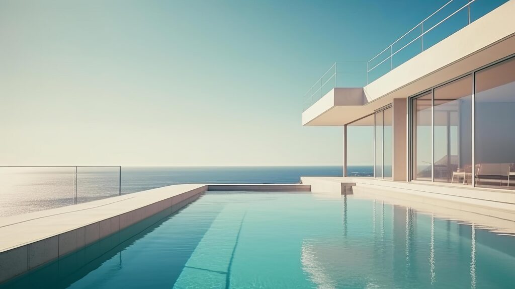 Luxury modern villa with pool. Illustration Stock Free