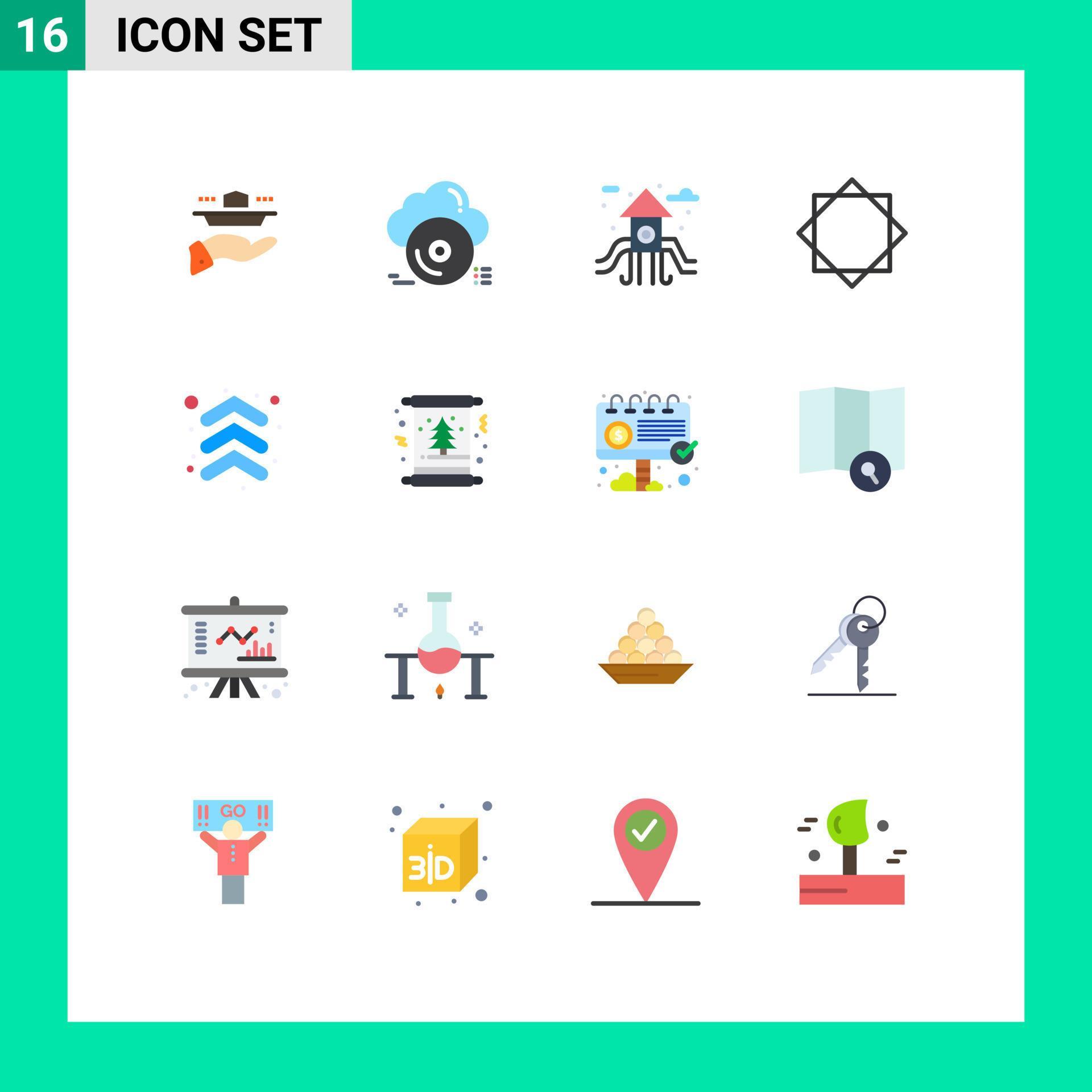 Set of 16 Modern UI Icons Symbols Signs for arrow virus cloud security play ground Editable Pack of Creative Vector Design Elements Stock Free