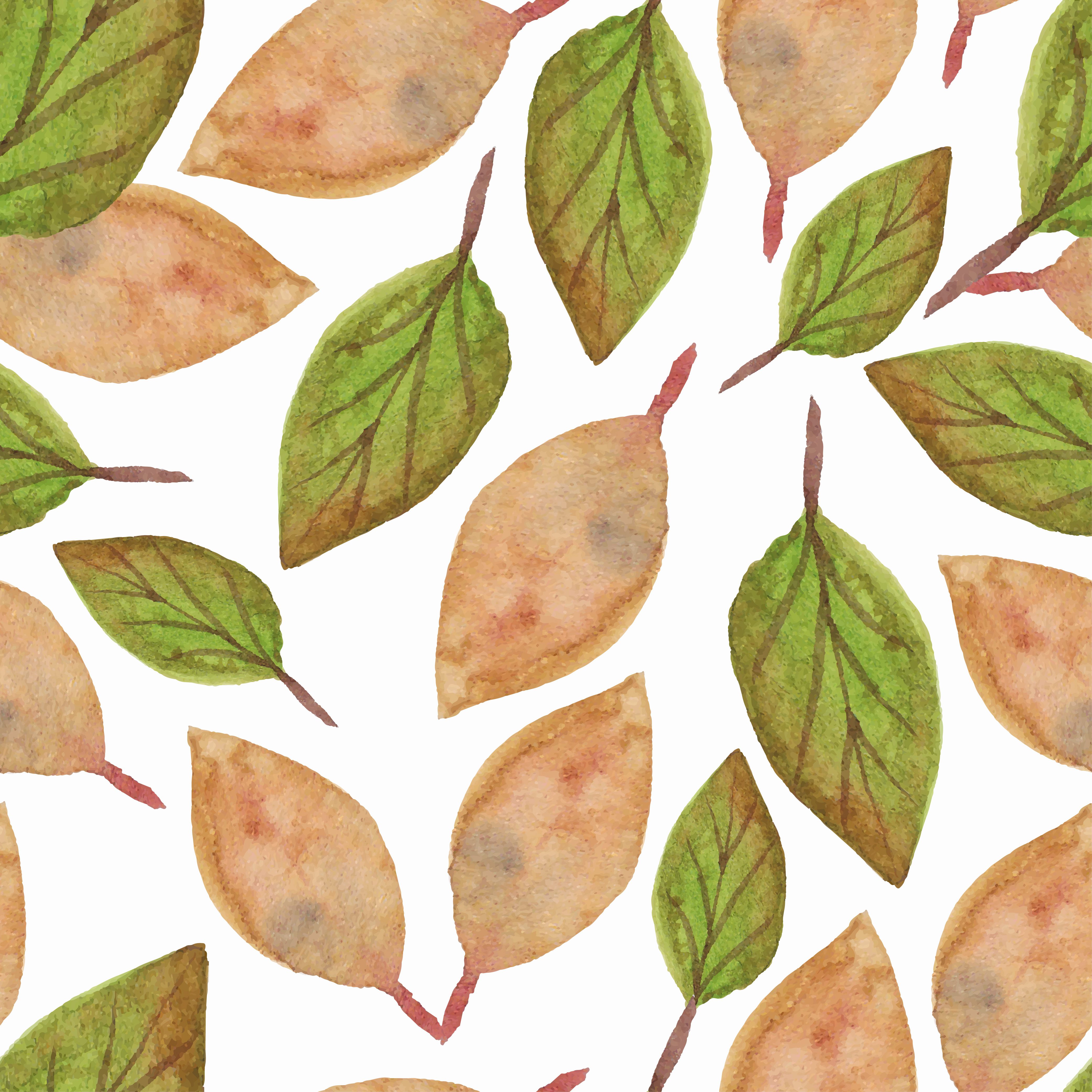 Watercolor dry leaves seamless pattern Free Vector