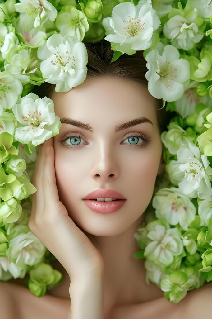 Enchanting Greens Woman’s Beauty Springs to Life in Spring Banner Free Photo