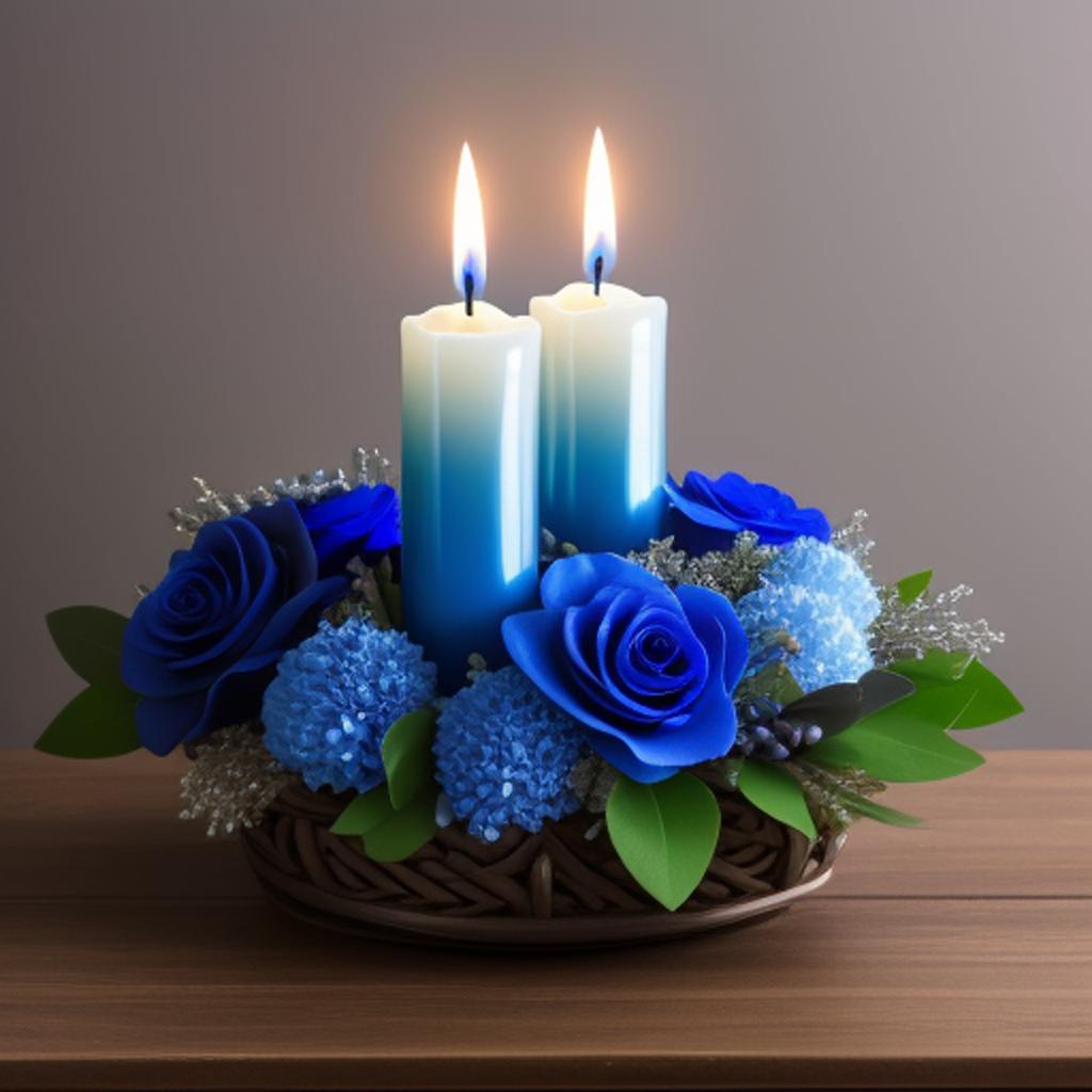 Elegantes velas azules decorativas by @ai_generated