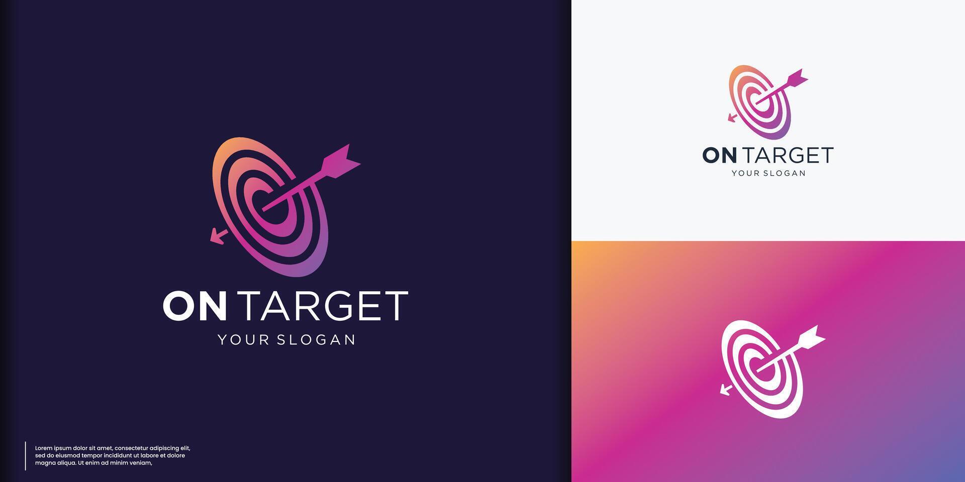Arrow logotype modern color branding,Arrow right with bulls eye circle lines spiral logo design Stock Free