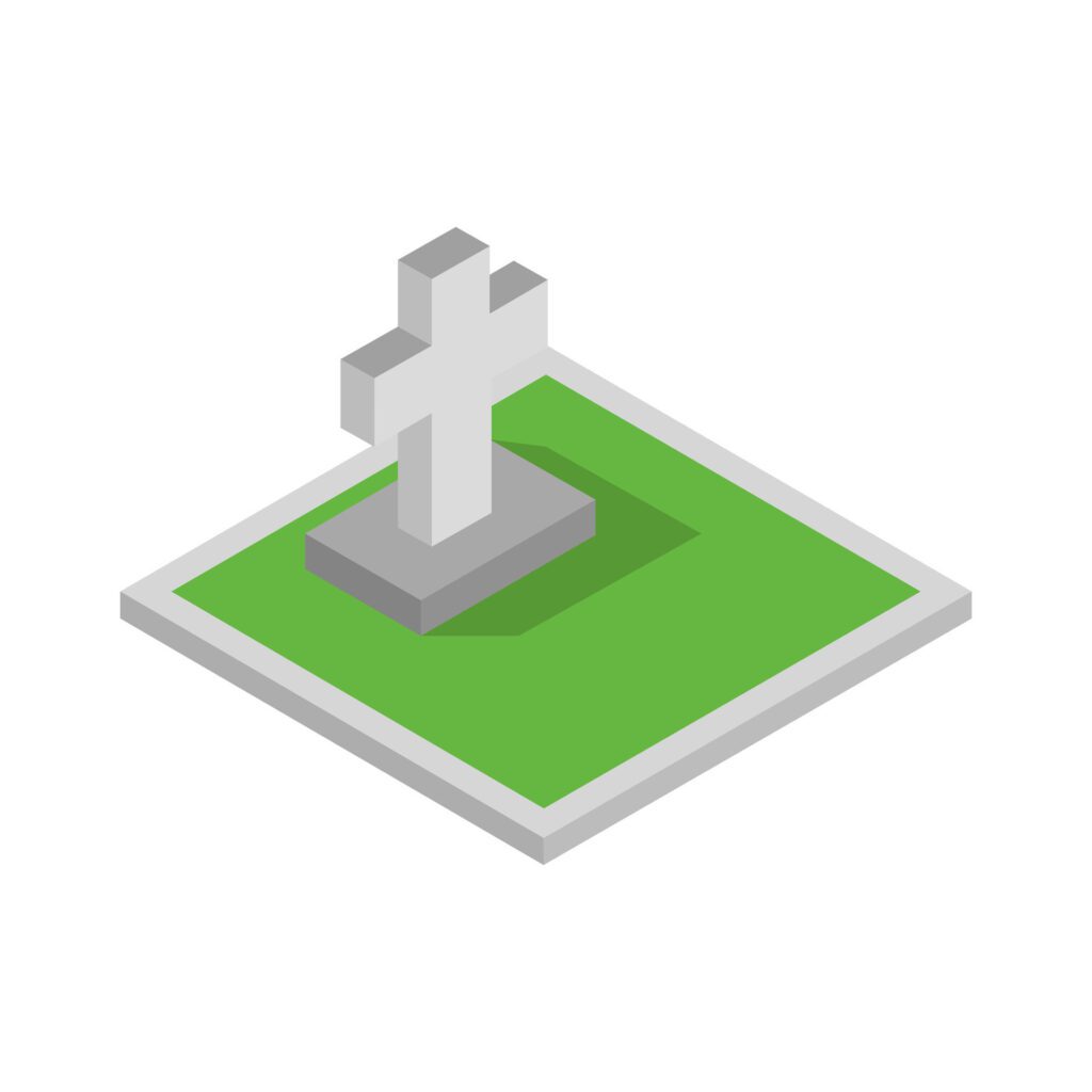 Isometric tombstone on a background Free Vector