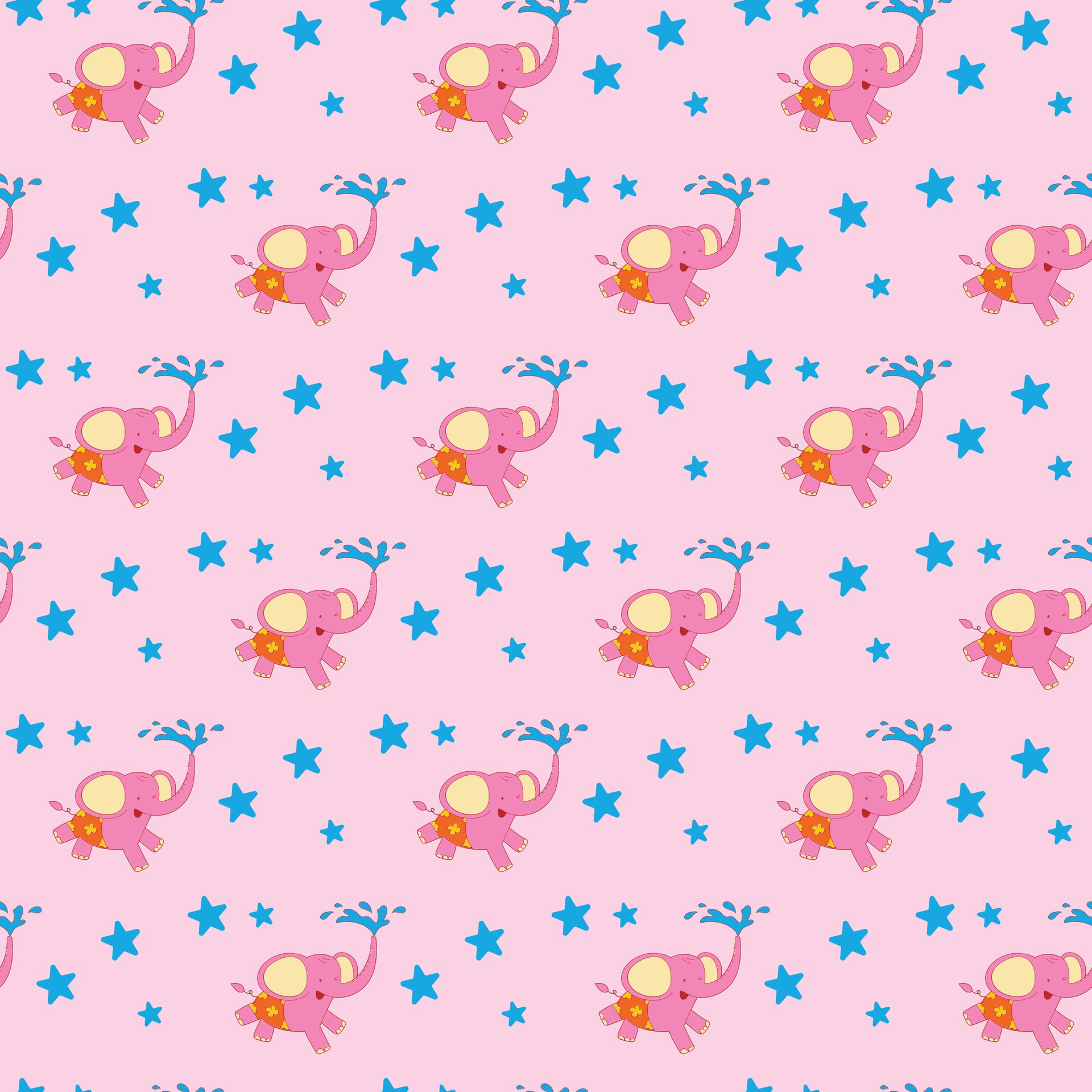 Playful Baby Elephants Seamless Pattern Design Free Vector