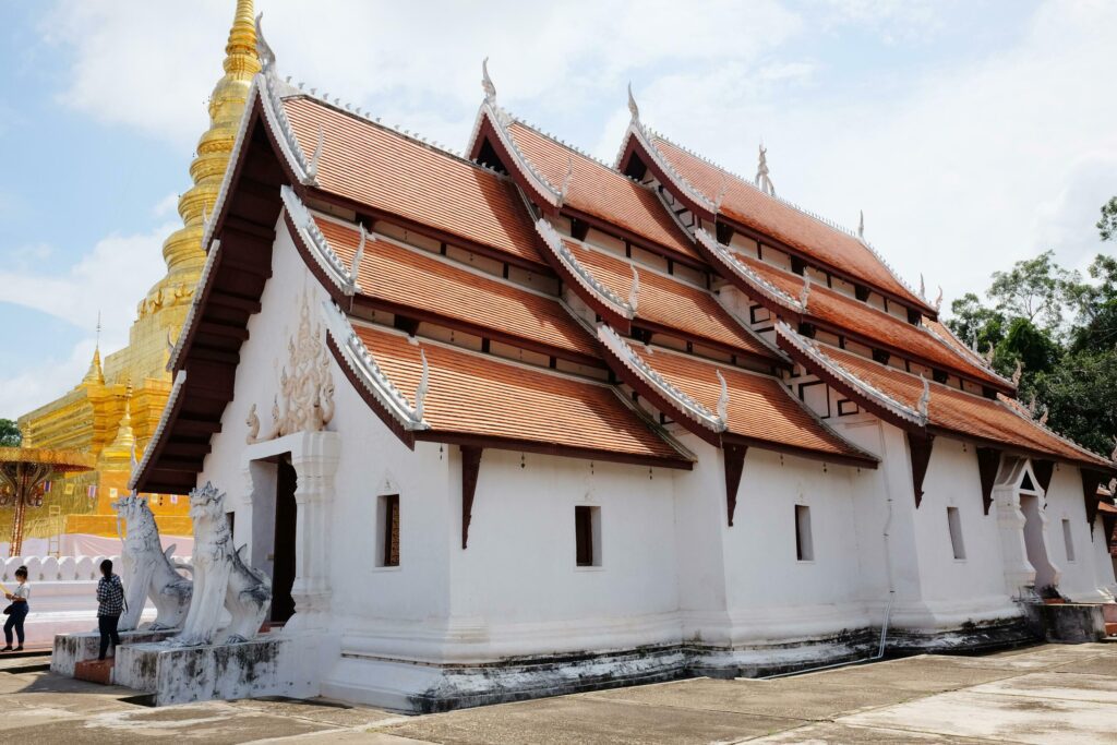 Beautiful Ancient Wat Pumin Pratad Temple in northern of Thailand Stock Free