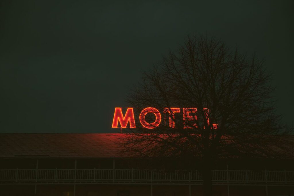 Motel Neon Sign Night Dark Stock Free