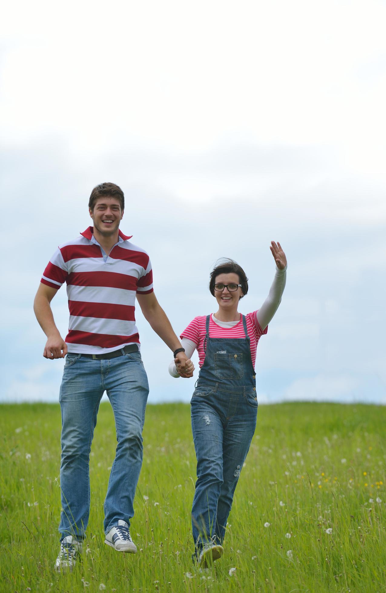 romantic young couple in love together outdoor Stock Free