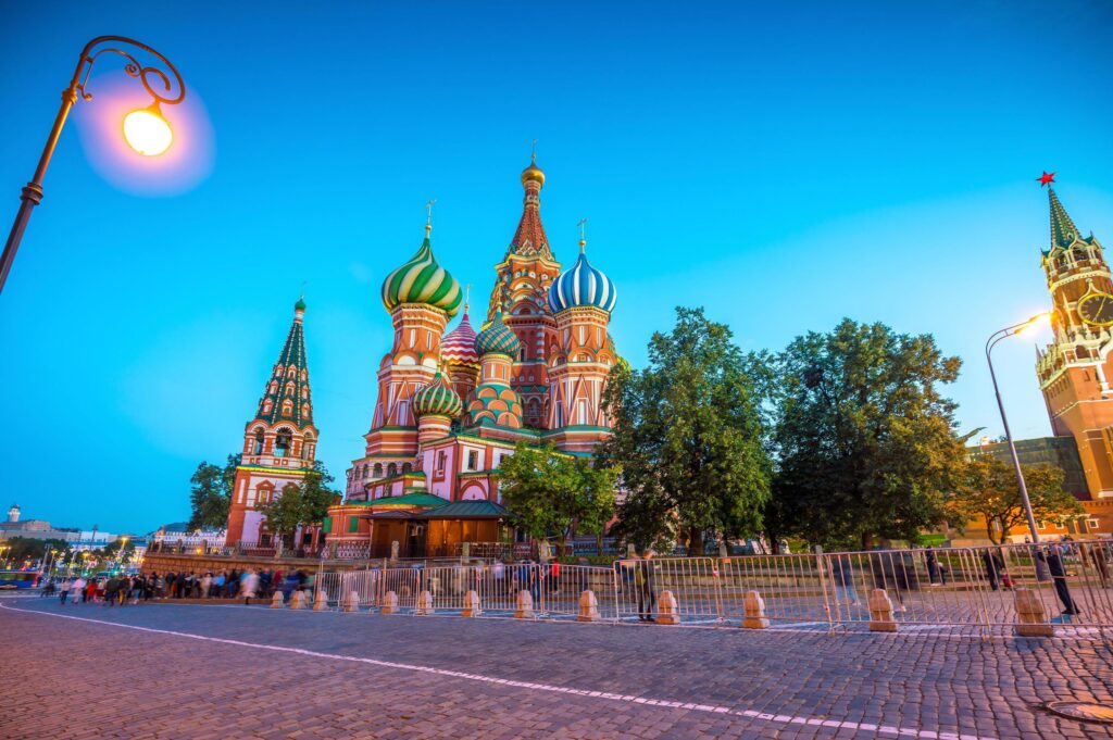 Basil’s cathedral at Red square in Moscow Stock Free