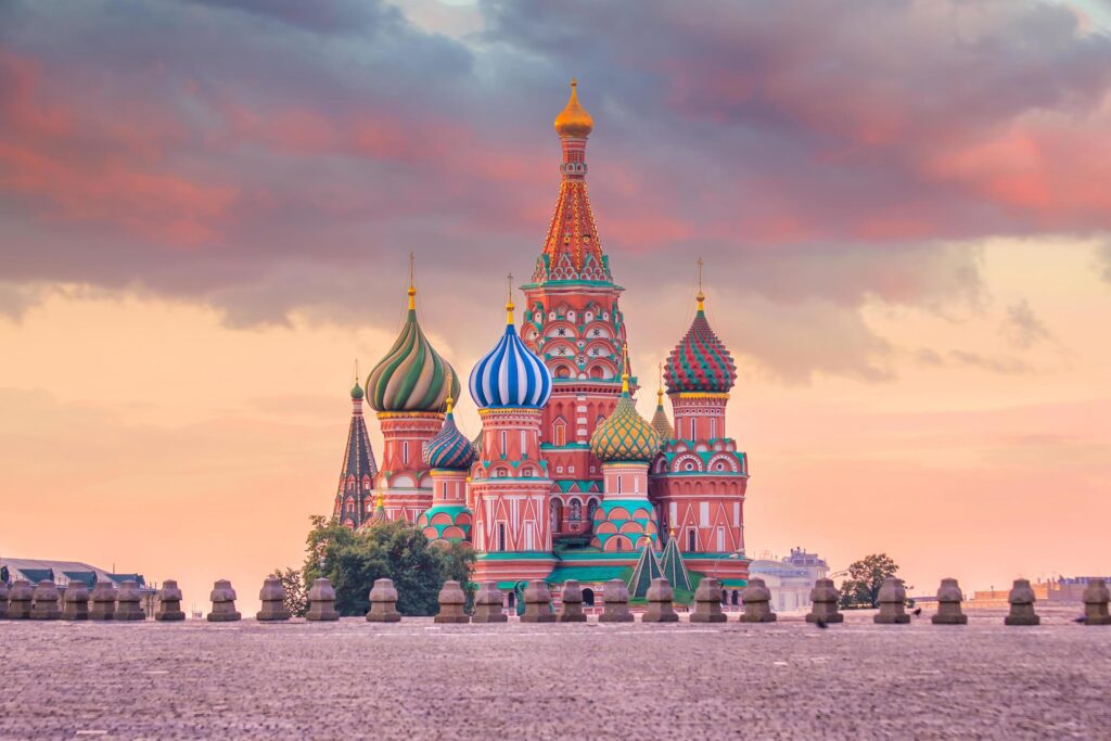 Basil’s cathedral at Red square in Moscow Stock Free