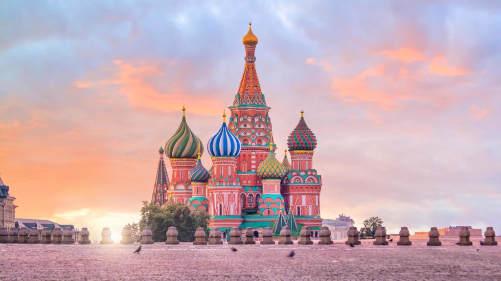 Basil’s cathedral at Red square in Moscow Stock Free