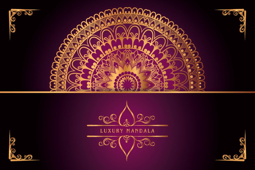 golden mandala design with gradients background Free Vector