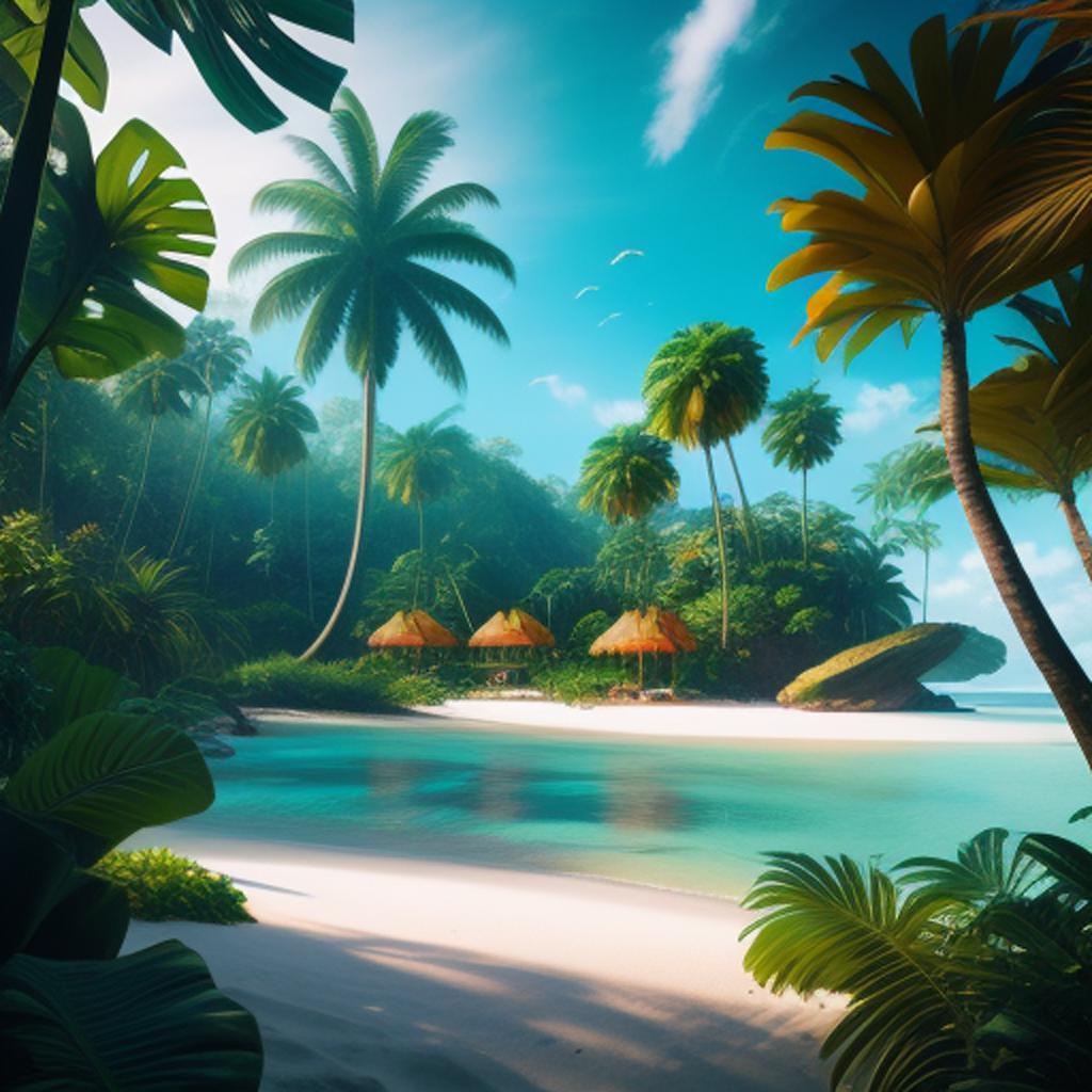 Tropical beach front with by @ai_generated