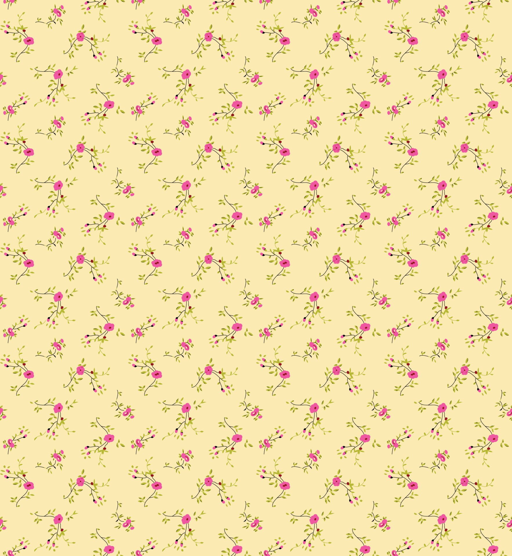 Seamless Floral Pattern in vector.Wild flowers, leaves, branches, candies repeat pattern design set.Handmade. Wallpaper, fabric or design of gift paper. Free Vector