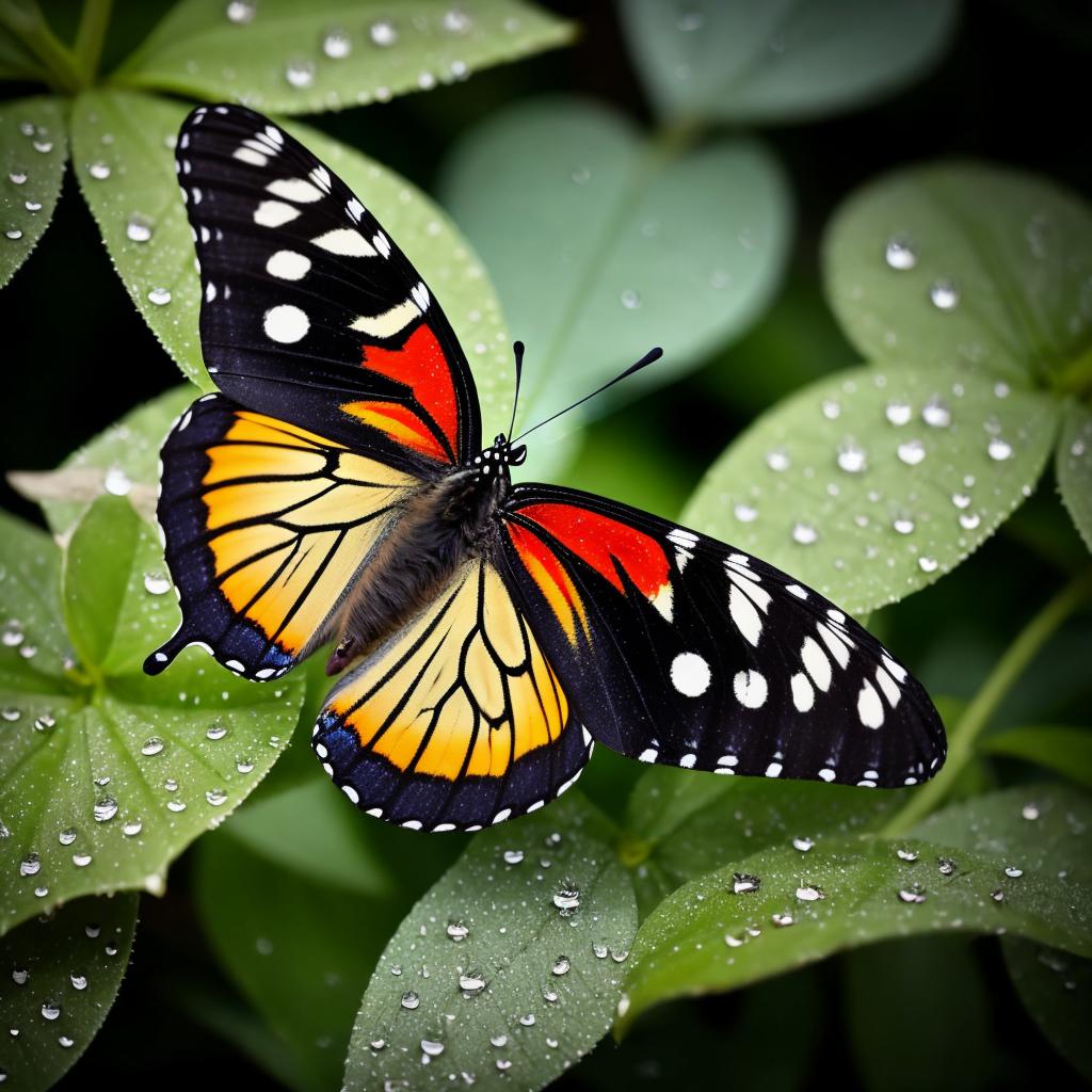 Butterfly with raindrops Nature by @ai_generated