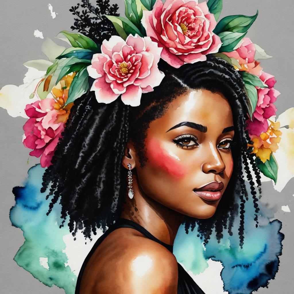 Black Woman With flowers by @ai_generated