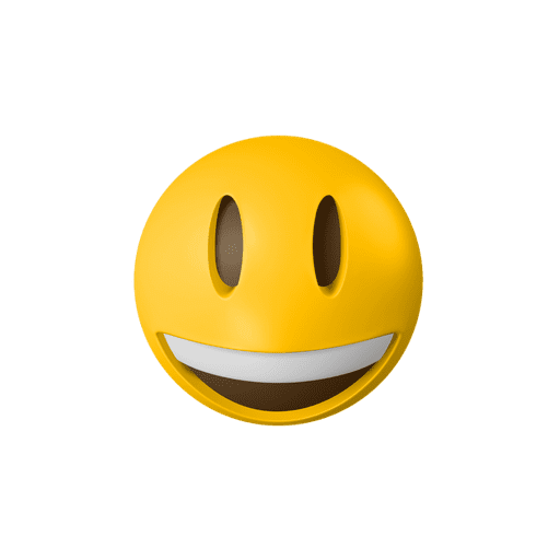 Grinning, face, with 3D illustration