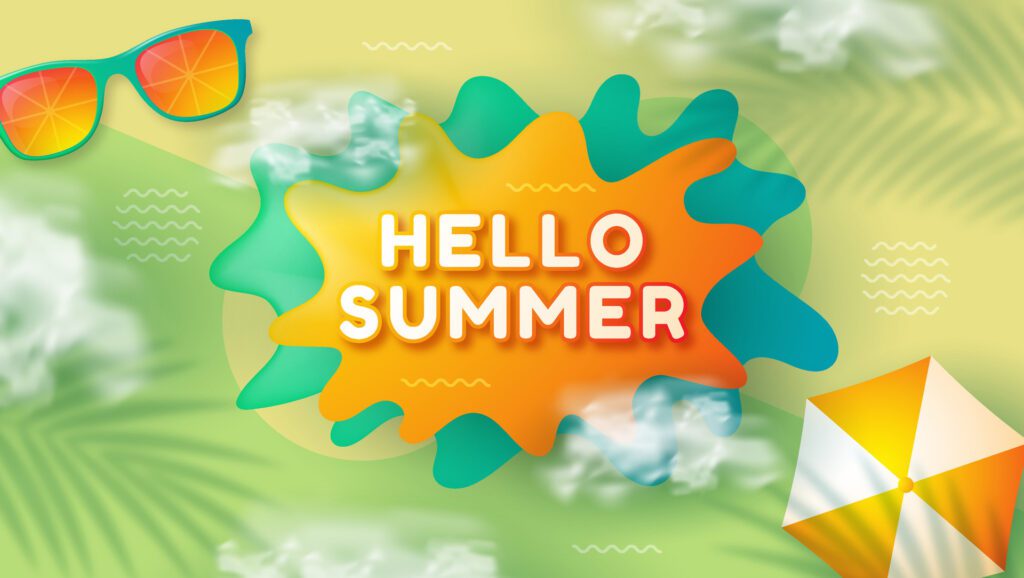 summer sale design against sunny tropical beach 3d background. The layout banner is designed in an attractive style. Free Vector